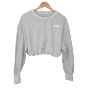 Le Alessandra Paris Gray Cropped Crew Neck Sweatshirt Sz Small